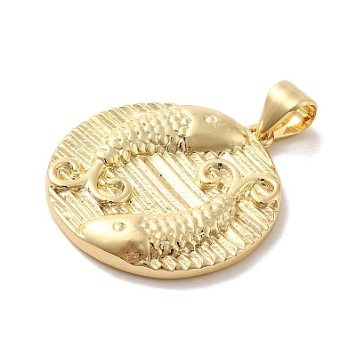 Real 18K Gold Plated Zodiac Theme Brass Pendants KK-M273-04B-G-1