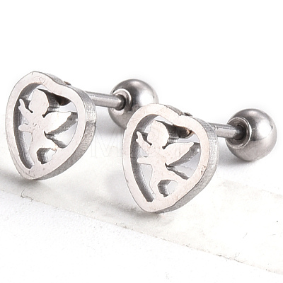 Tarnish Resistant 201 Stainless Steel Barbell Cartilage Earrings EJEW-R147-35-1