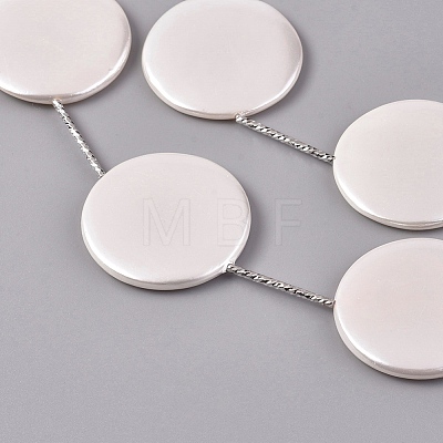 Electroplated Shell Beads Layered Necklaces NJEW-G329-02-1