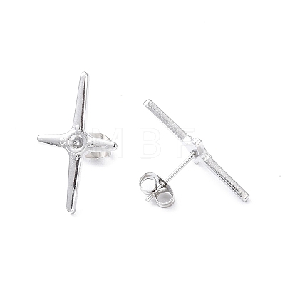 304 Stainless Steel Cross Stud Earring Findings EJEW-I285-42P-1