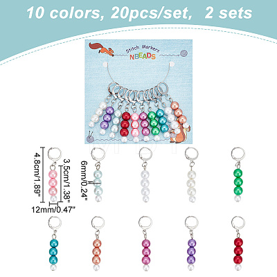 ABS Plastic Imitation Pearl Bead Stitch Markers HJEW-AB00188-1
