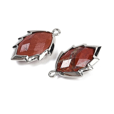 Natural Red Jasper Faceted Leaf Pendants G-I375-04P-16-1