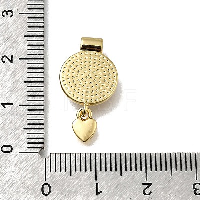 Brass Pave Natural White Shell Flat Round with Heart Pendants KK-C090-37G-08-1