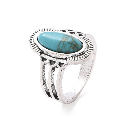 Synthetic Turquoise Finger Rings Set AJEW-PW0005-01A-1