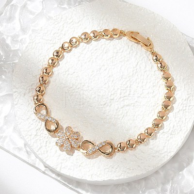 Brass Micro Pave Cubic Zirconia Chain Bracelets KK-R217-43G-1