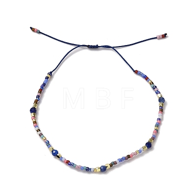 Miyuki Seed & Natural Kyanite Braided Bead Bracelets BJEW-C061-05-1