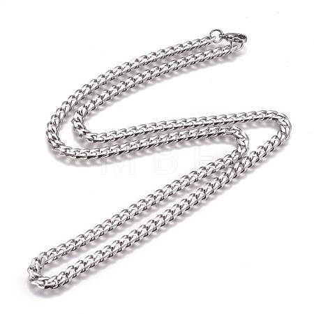 Non-Tarnish 304 Stainless Steel Cuban Link Chain Necklaces NJEW-L159-02B-P-1