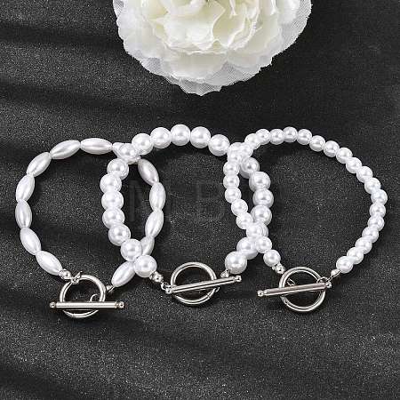 Plastic Pearl Beaded Bracelets for Women BJEW-L716-02P-1
