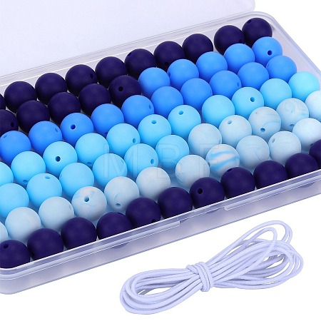 80Pcs 4 Style Round Silicone Focal Beads SIL-SZ0001-22B-1