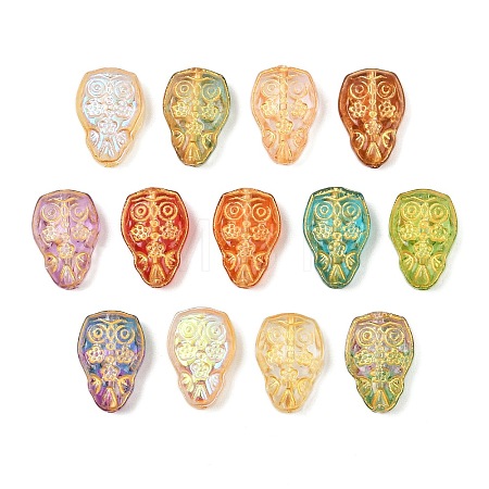 Baking Paint and Golden Metal Enlaced Glass Beads DGLA-T004-16M-1