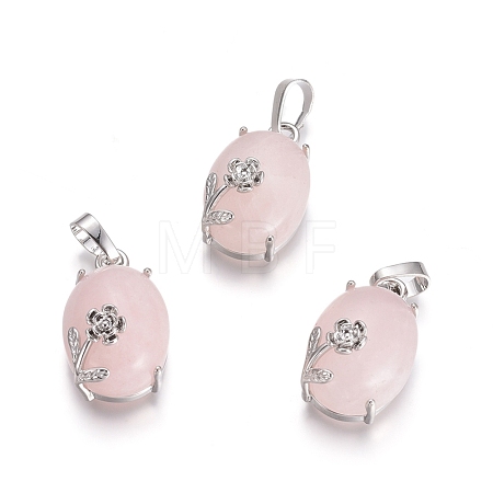 Natural Rose Quartz Pendants G-L512-I23-1