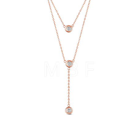 925 Sterling Silver Double Layered Necklace JN635B-1