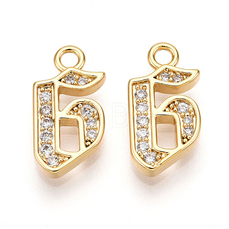 Brass Micro Pave Cubic Zirconia Charms KK-N261-104G-G-1