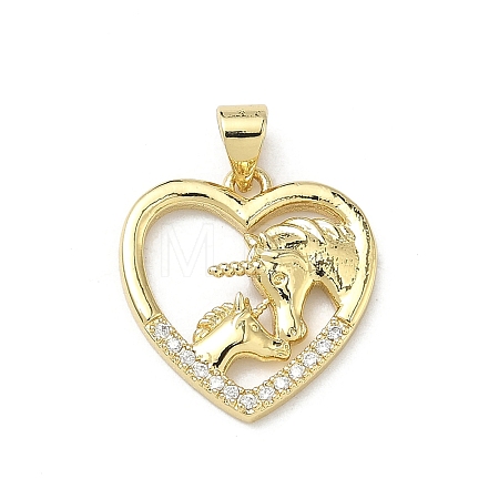 Brass Micro Pave Clear Cubic Zirconia Pendants KK-P350-08G-1