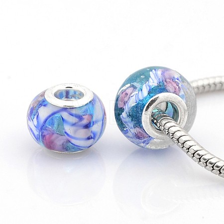 Handmade Lampwork European Large Hole Rondelle Beads LPDL-M007-02-1