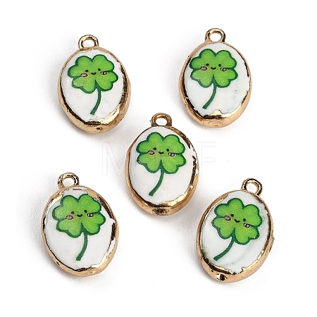 Printed Handmade Porcelain with Brass Pendants PR-CBAB520-07B-1