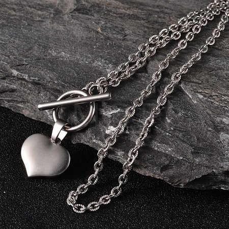 Non-Tarnish Valentine's Day Heart 304 Stainless Steel Lariat Necklaces X-NJEW-JN01484-1