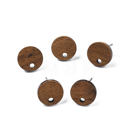 Walnut Wood Stud Earring Findings X-MAK-N032-043A-1