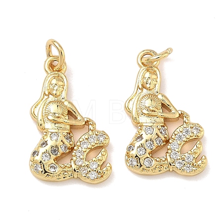 Brass Micro Pave Cubic Zirconia Charms KK-A291-12G-G-1