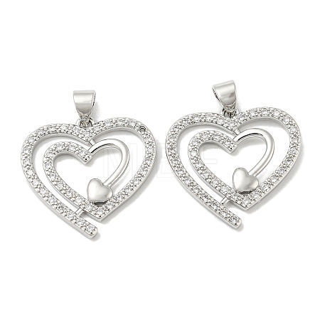 Rack Plating Brass Micro Pave Cubic Zirconia Pendants KK-F869-05P-1