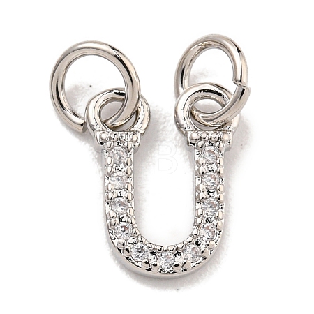 Initial Letter Brass with Cubic Zirconia Charms KK-Q814-26U-P-1