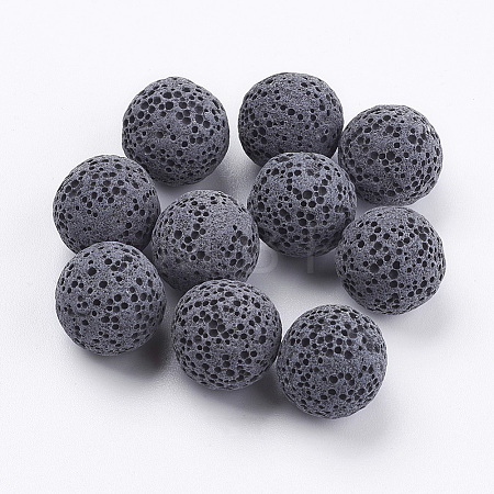 Unwaxed Natural Lava Rock Beads G-I190-14mm-B05-1