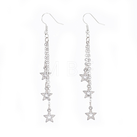 Brass Tassel Dangle Earrings EJEW-JE03303-1