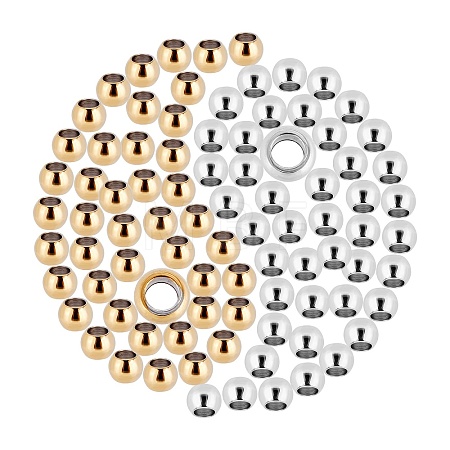 200Pcs 2 Colors PVD Vacuum Plating 304 Stainless Steel Spacer Beads STAS-SC0003-21-1