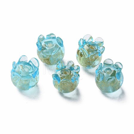 Handmade Gold Foil Lampwork Beads FOIL-T004-04B-1