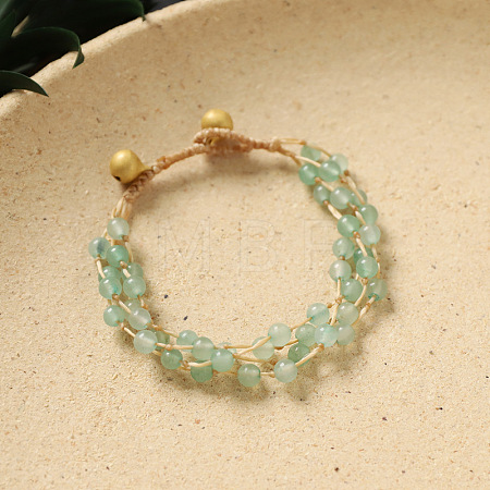 Natural Aventurine Round Braided Bead Multi-strand Bracelets for Women WG0F13C-03-1