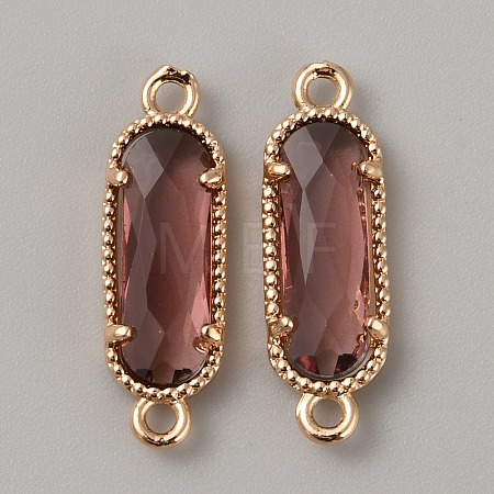 Golden Plated Brass Pave Glass Connector Charms FIND-WH0110-728G-03-1