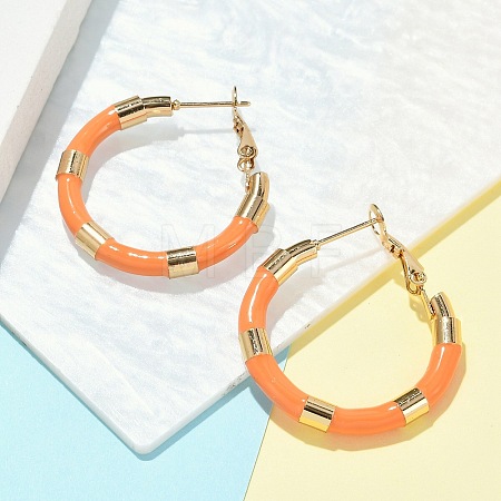 PVD Vacuum Plating 201 Stainless Steel Enamel Hoop Earrings for Women EJEW-B016-33H-1
