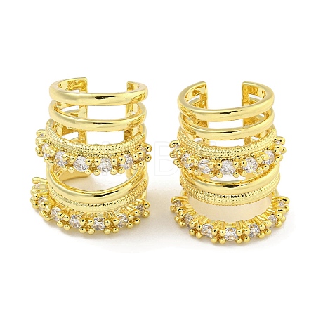 Brass Micro Pave Cubic Zirconia Cuff Earrings EJEW-C104-041G-1