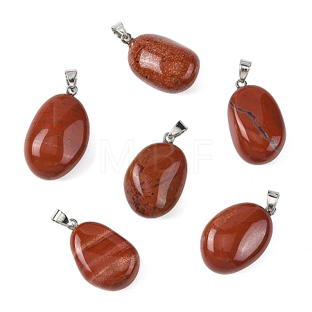 Natural Red Jasper Tumbled Stone Pendants GG-K002-06C-1