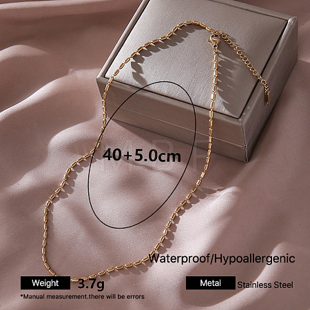 304 Stainless Steel Column Link Chain Necklaces for Women PU1491-5-1