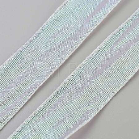 10 Yards Polyester Iridescent Lace Ribbon OCOR-WH20001-12G-1