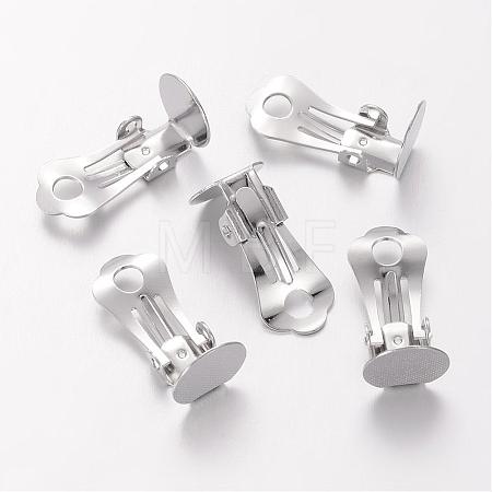 Nickel Free Platinum Color Brass Clip-on Earring Base Blank Settings X-KK-H168-N-NF-1