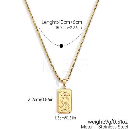 304 Stainless Steel Tarot Card Pendant Necklaces WG777F6-01-1