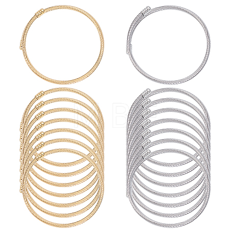 16Pcs 2 Colors 304 Stainless Steel Twist Rope Bangles for Women BJEW-ME0001-22-1