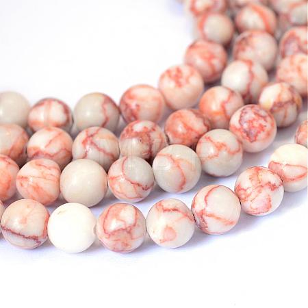 Natural Red Netstone Round Bead Strands G-E334-10mm-06-1