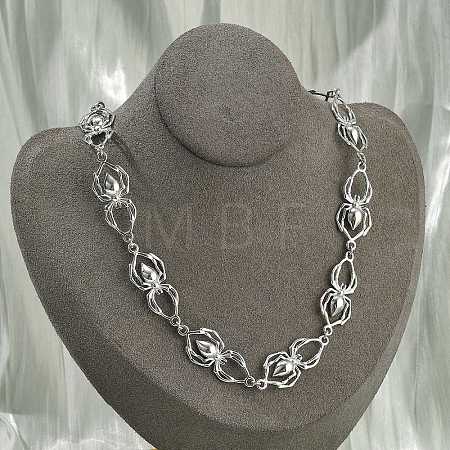 304 Stainless Steel Spider Link Chain Necklaces for Women Men NJEW-A043-06P-1