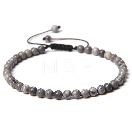 4mm Natural Map Stone/Picasso Stone/Picasso Jasper Beaded Braided Bracelets SY1950-8-1