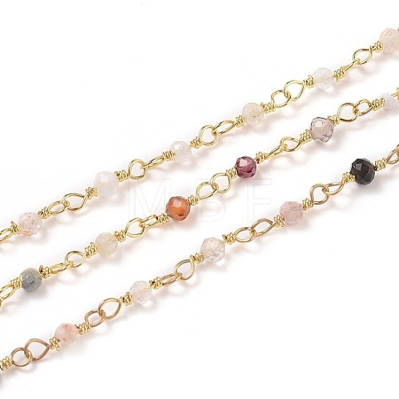 3.28 Feet Natural Mixed Stone Handmade Beaded Chains X-CHC-K008-A05-1