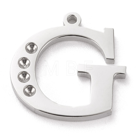 Tarnish Resistant 304 Stainless Steel Letter Pendant Rhinestone Settings STAS-J028-01G-1