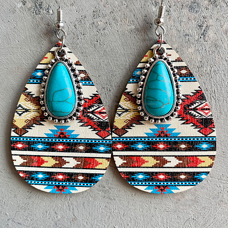 Alloy & Wood Dangle Earrings FS-WG96502-03-1