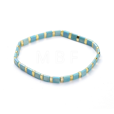 Rectangle Glass Seed Beads Stretch Bracelets BJEW-JB05297-02-1