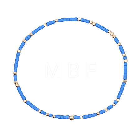Minimalist Glass Seed Beads & Brass Beads Stretch Bracelets for Women BC0195-13-1
