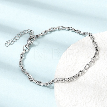 3MM 304 Stainless Steel Twisted Oval Link Chain Bracelets for Man and Women SA-CBAB767-17A-P-1