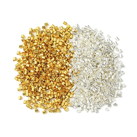 1200Pcs 2 Colors Brass Crimp Beads KK-FS0001-37-1
