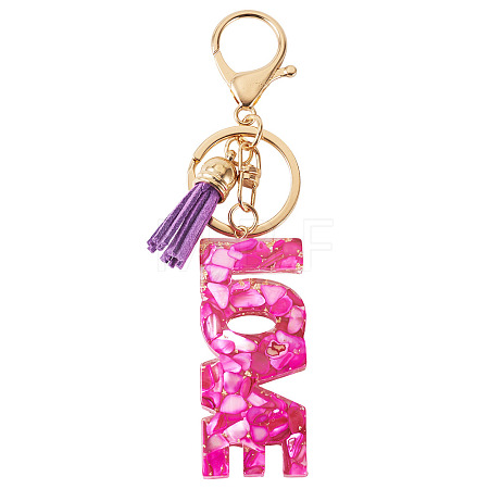 Alloy & Resin Tassel Keychainss AJEW-TADJ0001-20G-09-1